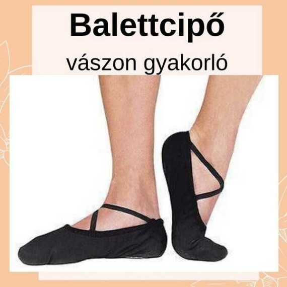 VBC1 Vászon balettcipő csepp talppal fekete színben
