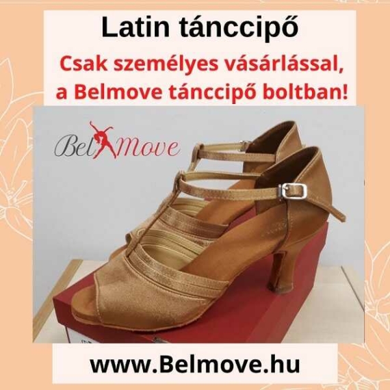 LC15 Belmove Latin tánccipő T pántos, beige színben