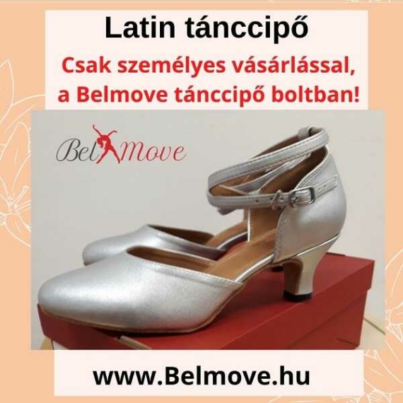 LC18 Belmove Latin cipő ezüst színben, bokapánttal