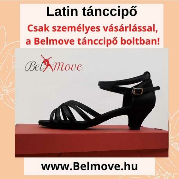 LC7 Belmove Latin tánccipő 4 cm-es sarokkal feketében