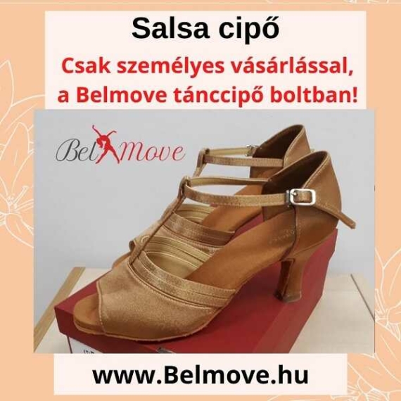 SC15 Belmove Salsa cipő T pántos, beige színben