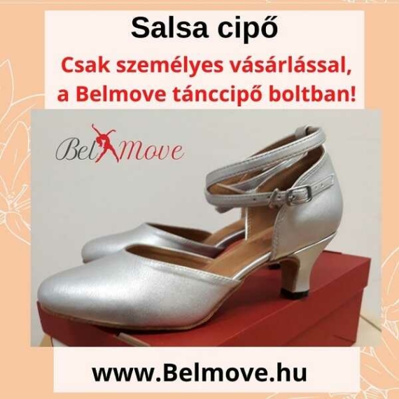 SC18 Belmove Salsa cipő ezüst színben, bokapánttal