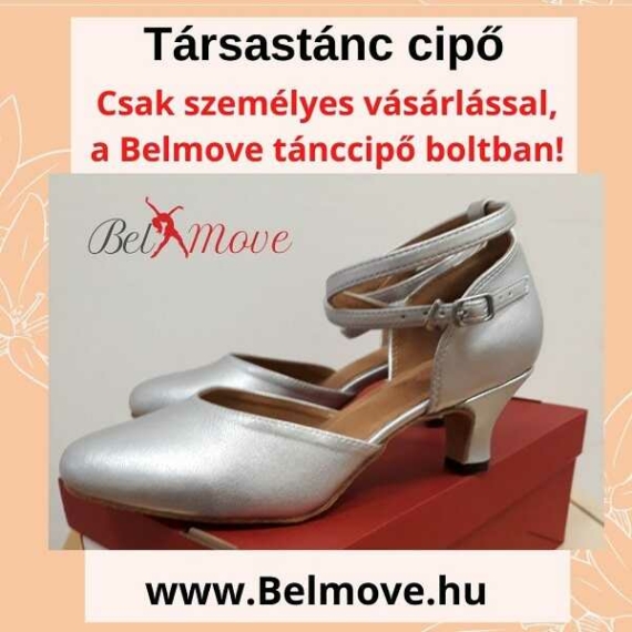TC18 Belmove Társastánc cipő ezüst színben, bokapánttal