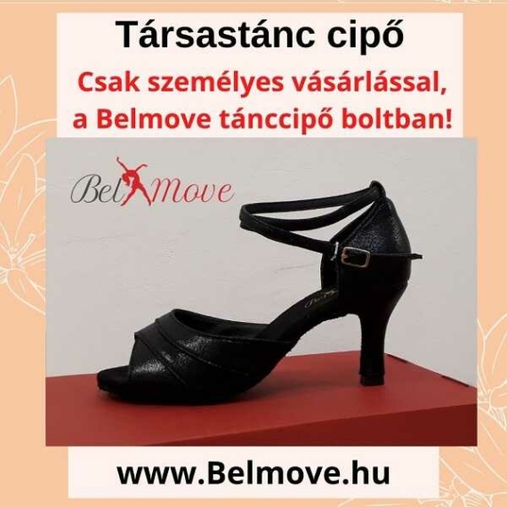 TC4 Belmove Társastánc cipő bokapánttal, fekete színű