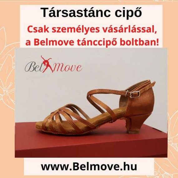 TC8 Belmove Társastánc cipő 4 cm-es sarokkal óarany színben